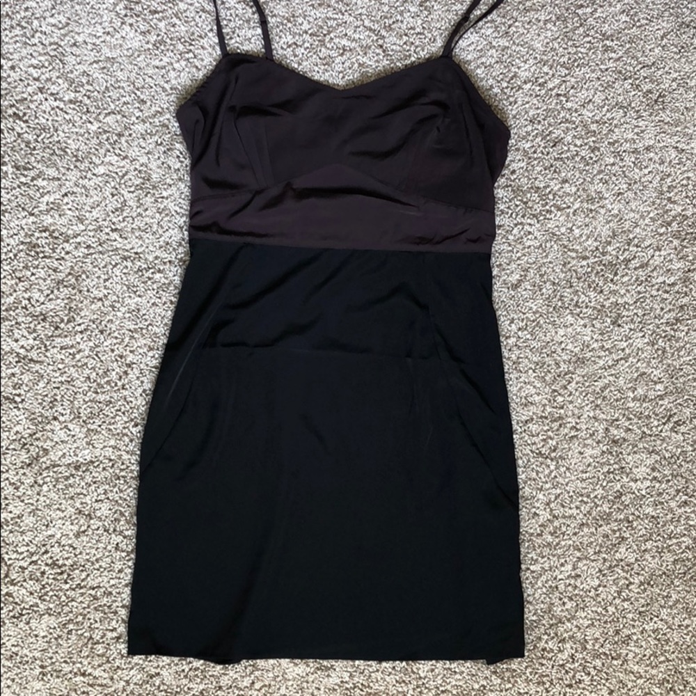 Date night spaghetti strap black and purple dress